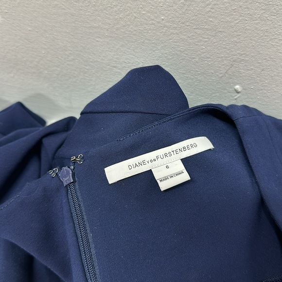 Diane Von Furstenberg DVF Meg Mini Dress Knit Fit And Flare Navy Blue Size 6 - Picture 7 of 10